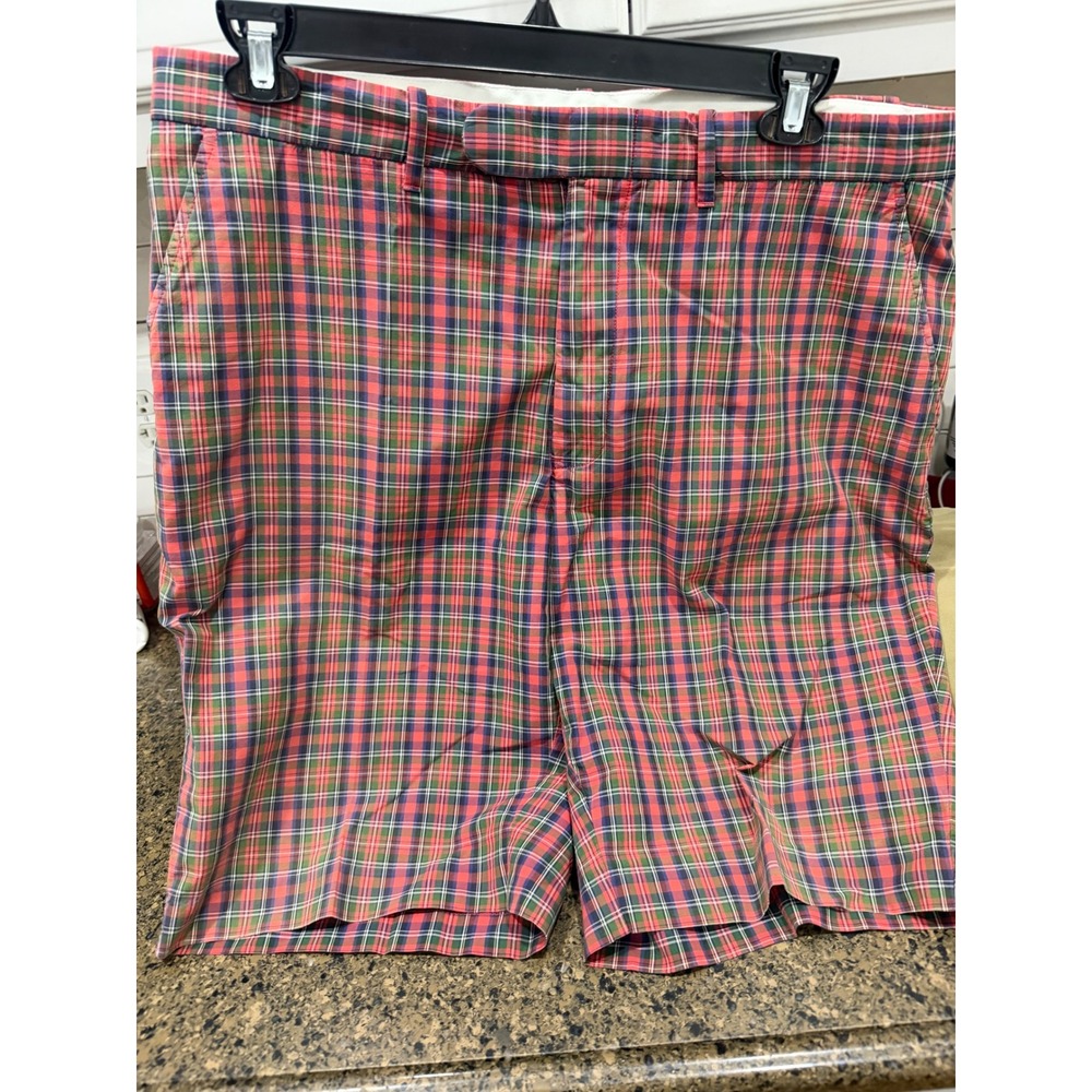 Polo Ralph Lauren Mens Plaid Shorts Red Green Navy Blue Tartan Size 38 Preppy